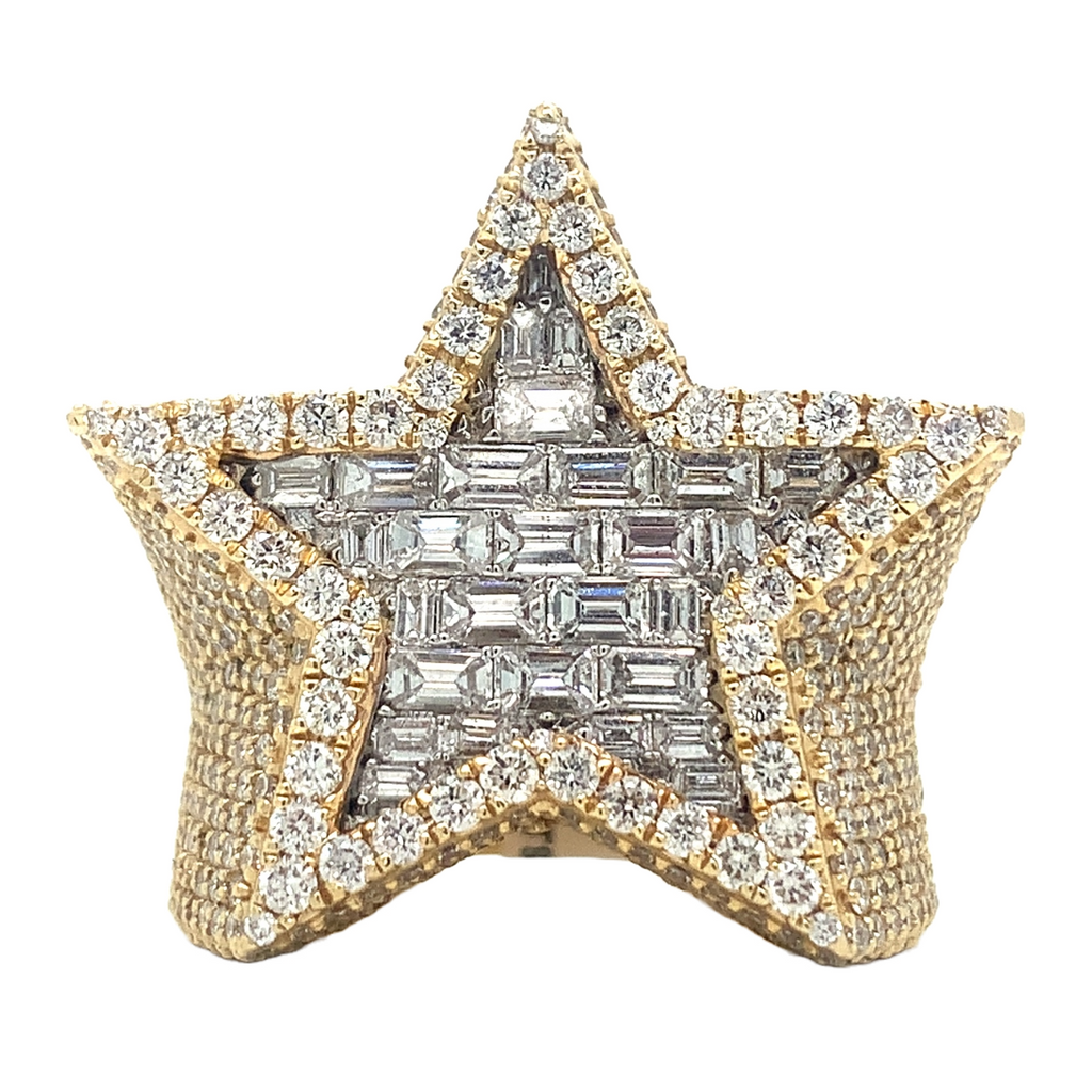 9.50 CT Emerald Cut Diamond Mens Star RIng