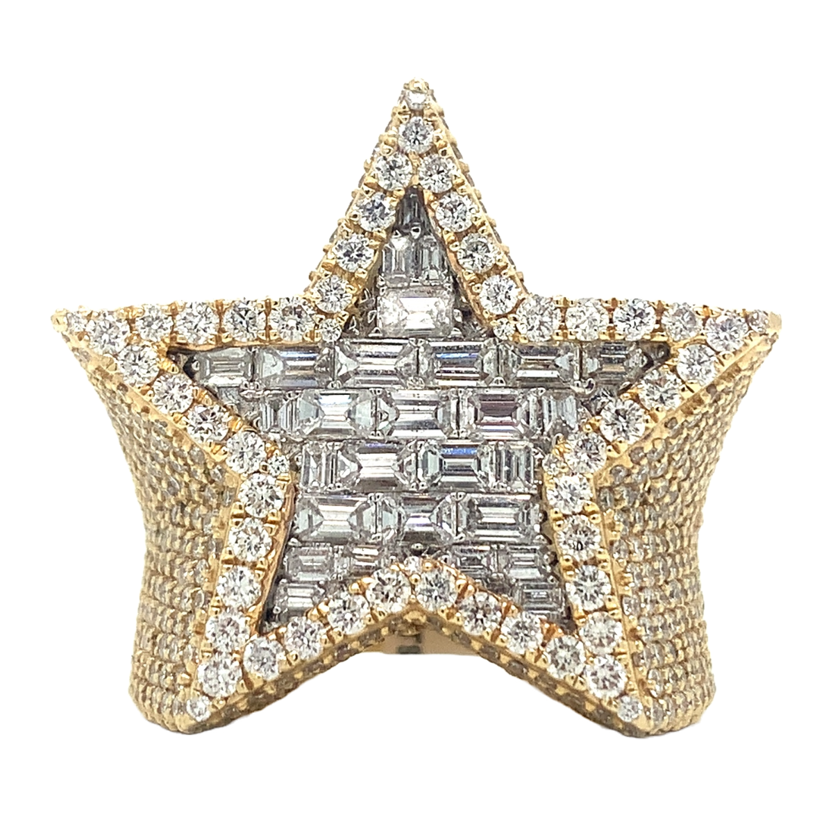 9.50 CT Emerald Cut Diamond Mens Star RIng