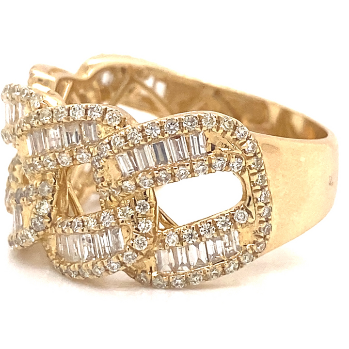 Baguette Diamond Cuban Link Mens Ring