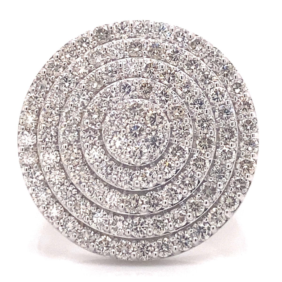 14k White Gold Diamond Round Mens Ring
