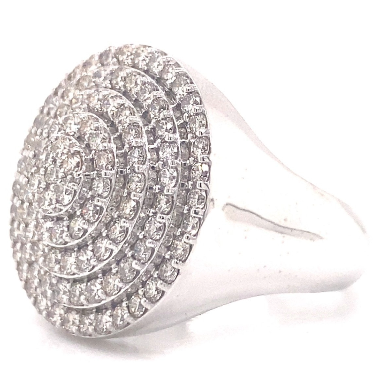 14k White Gold Diamond Round Mens Ring