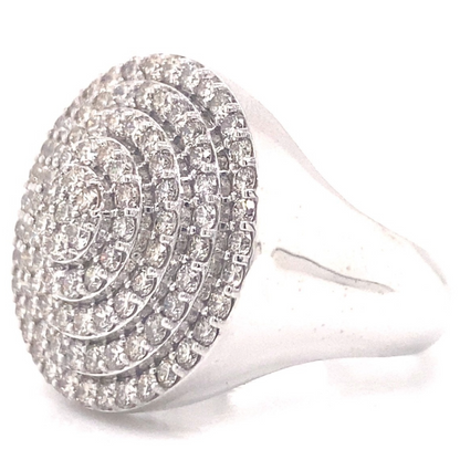 14k White Gold Diamond Round Mens Ring