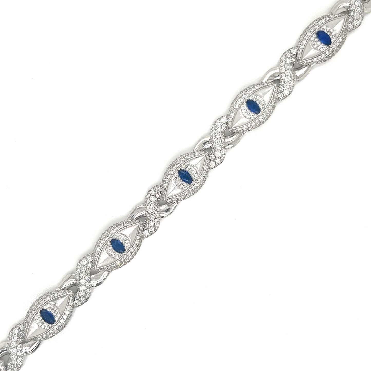 White Gold and Diamond Evil Eye Bracelet