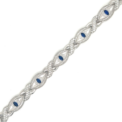 White Gold and Diamond Evil Eye Bracelet