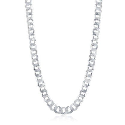 Sterling Silver 7.85mm Cuban Chain - Rhodium Plated - Johnny Dang & Co