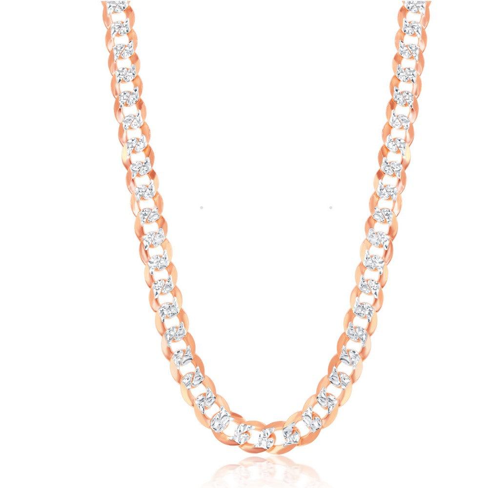Sterling Silver 7.3mm Flat Pave Cuban Chain - Gold Plated 18" 20" 22" 24" - Johnny Dang & Co