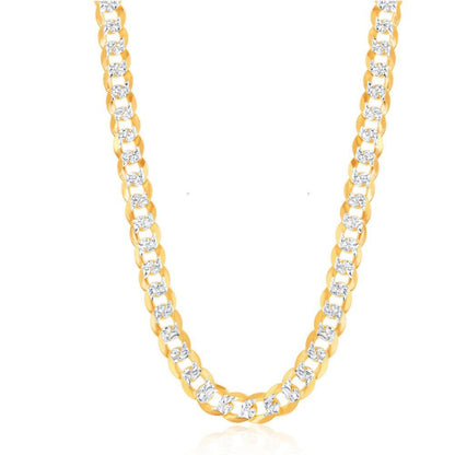 Sterling Silver 7.3mm Flat Pave Cuban Chain - Gold Plated 18" 20" 22" 24" - Johnny Dang & Co
