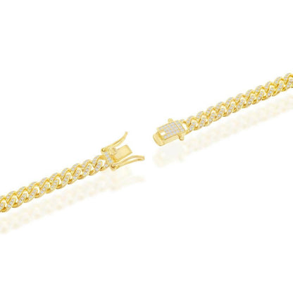 Sterling Silver Micro Pave CZ, 6.5mm Miami Cuban Chain - Gold Plated 22" 24" - Johnny Dang & Co