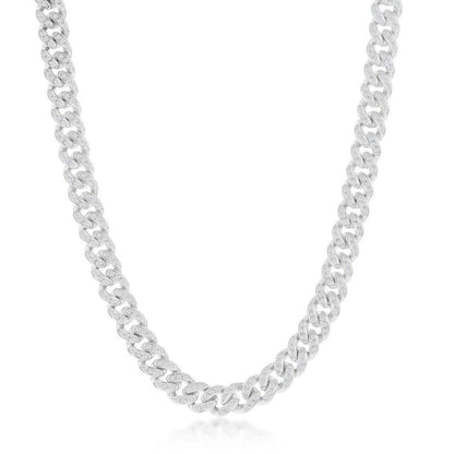 Sterling Silver Micro Pave CZ, 6.5mm Miami Cuban Chain 20" 22" 24" - Johnny Dang & Co