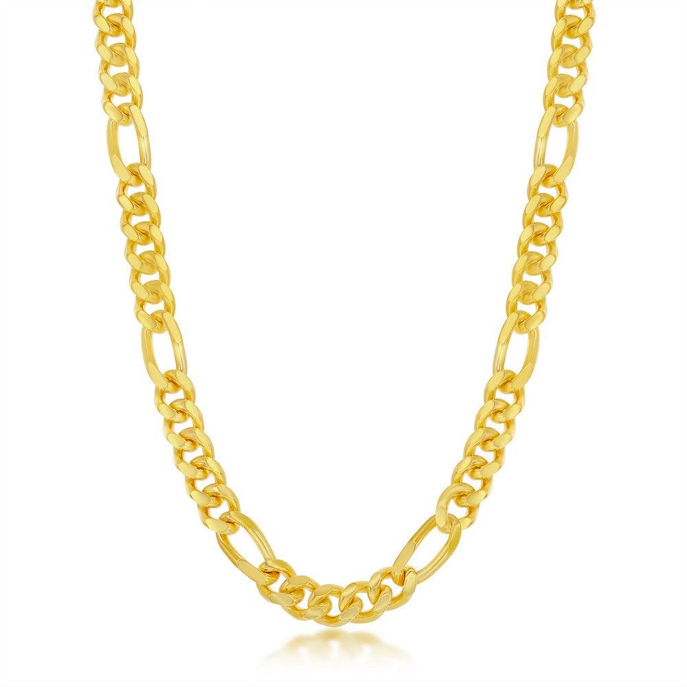 Sterling Silver 6mm Solid Mami Cuban Figaro Chain - Gold Plated - Johnny Dang & Co