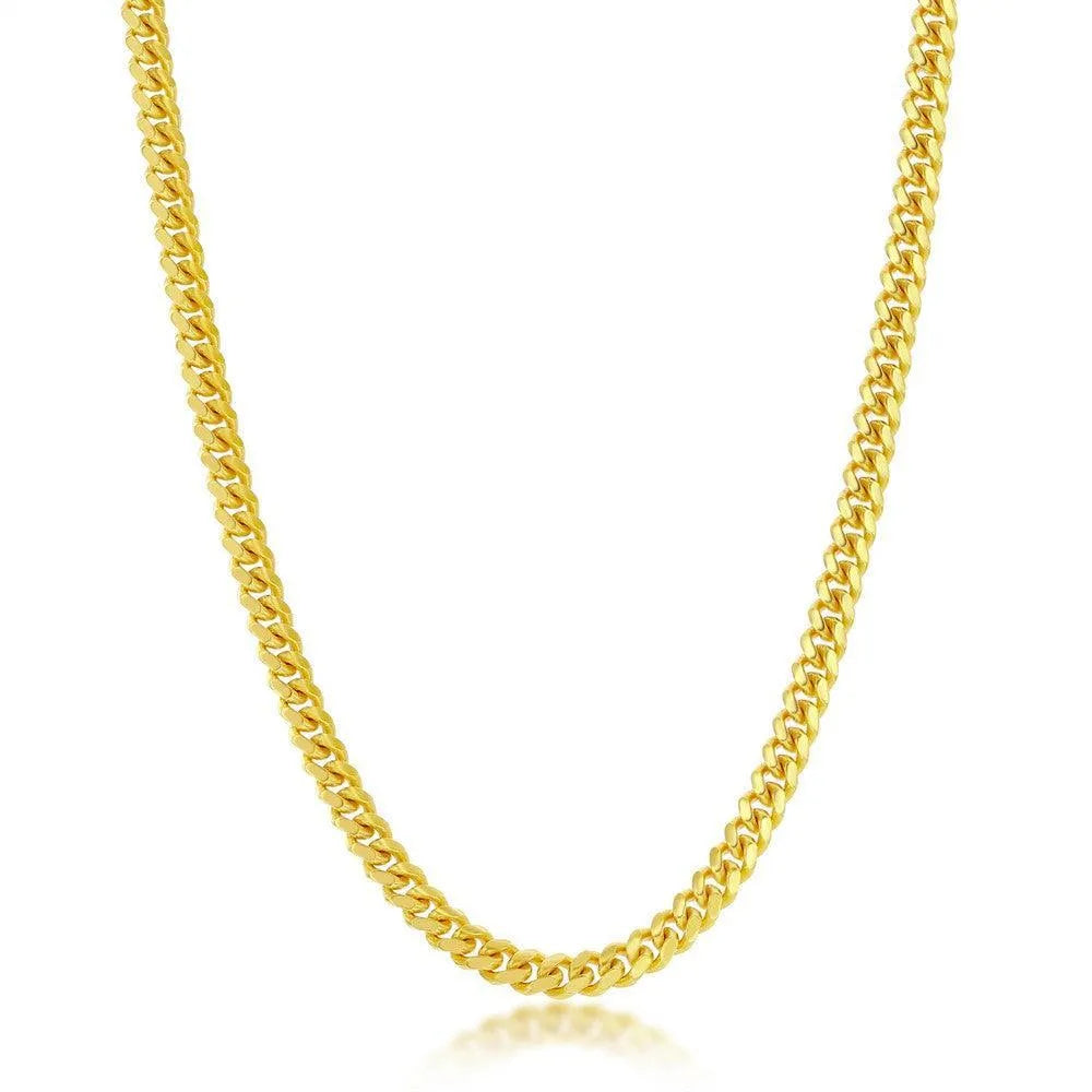 Sterling Silver 4mmSolid' Miami Cuban Chain - Gold Plated - Johnny Dang & Co