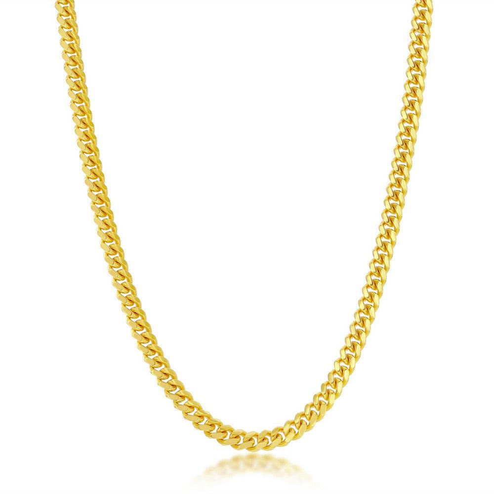 Sterling Silver 4mm 'Solid' Miami Cuban Chain - Gold Plated - Johnny Dang & Co