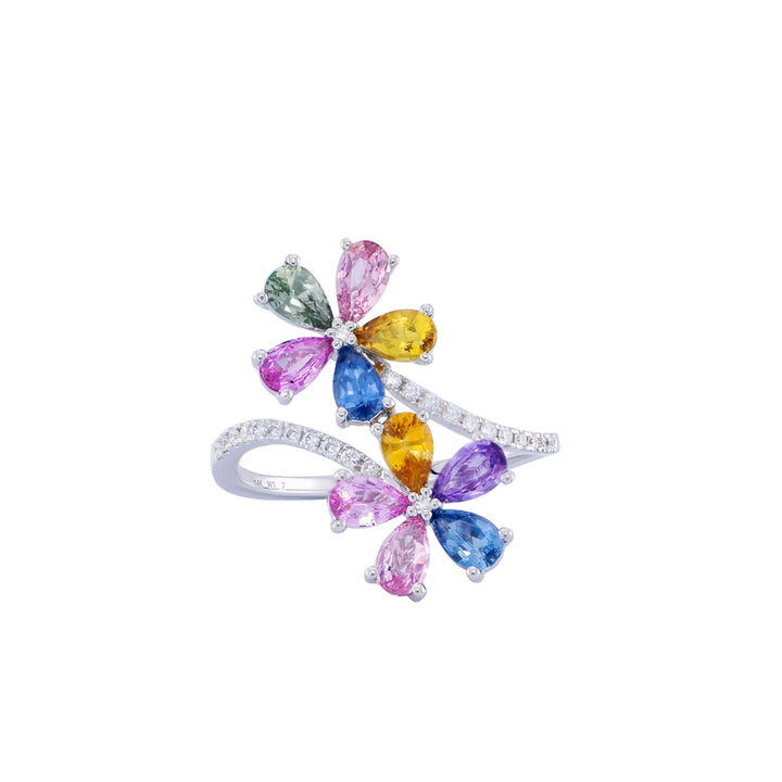 MULTI SAPPHIRE FLOWER RING