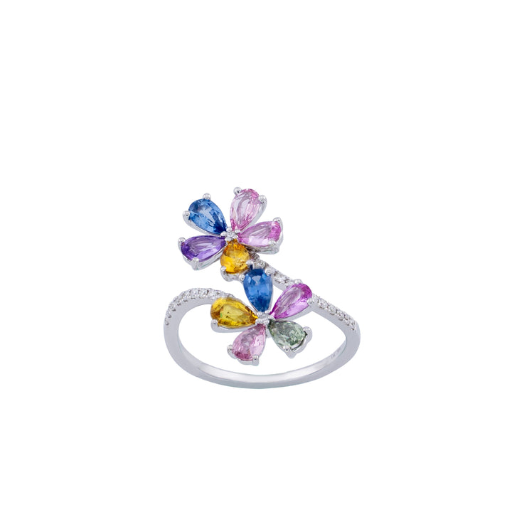 MULTI SAPPHIRE FLOWER RING