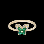 EMERALD AND DIAMOND BUTTERFLY RING