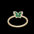 EMERALD AND DIAMOND BUTTERFLY RING