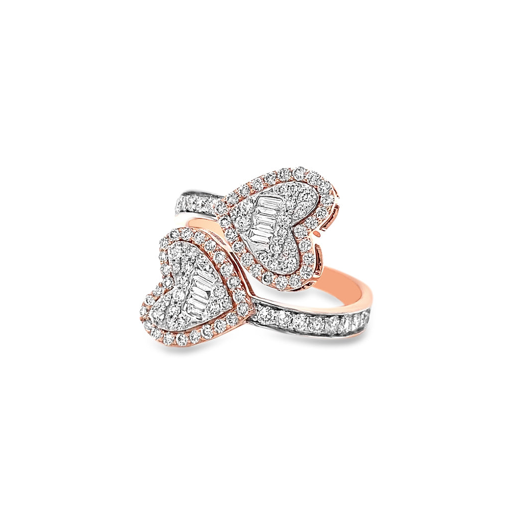 Diamond Hearts Wrap Ring