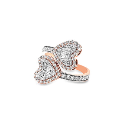 Diamond Hearts Wrap Ring