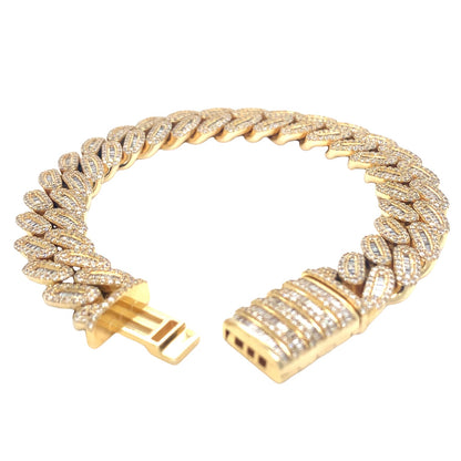 12.5MM Baguette Diamond Cuban Bracelet