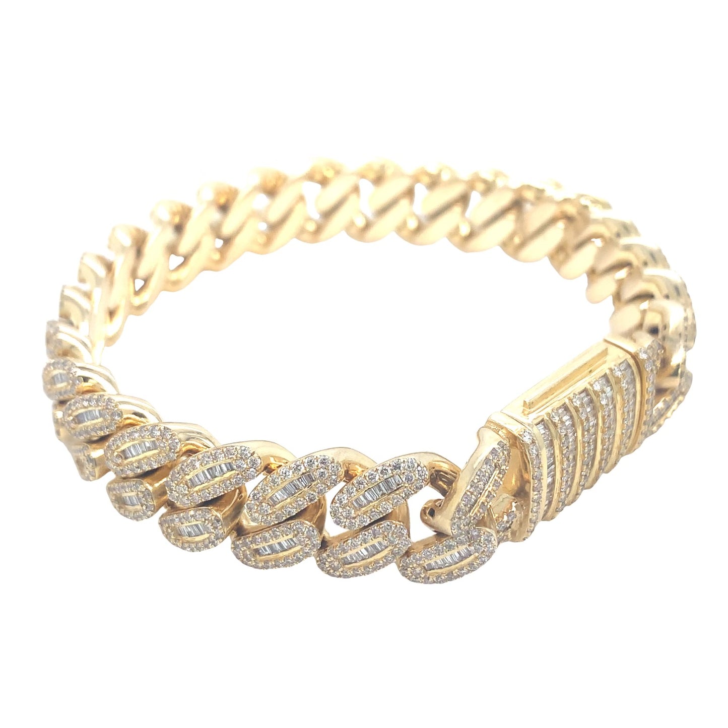 12.5MM Baguette Diamond Cuban Bracelet