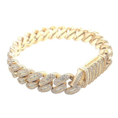 12.5MM Baguette Diamond Cuban Bracelet