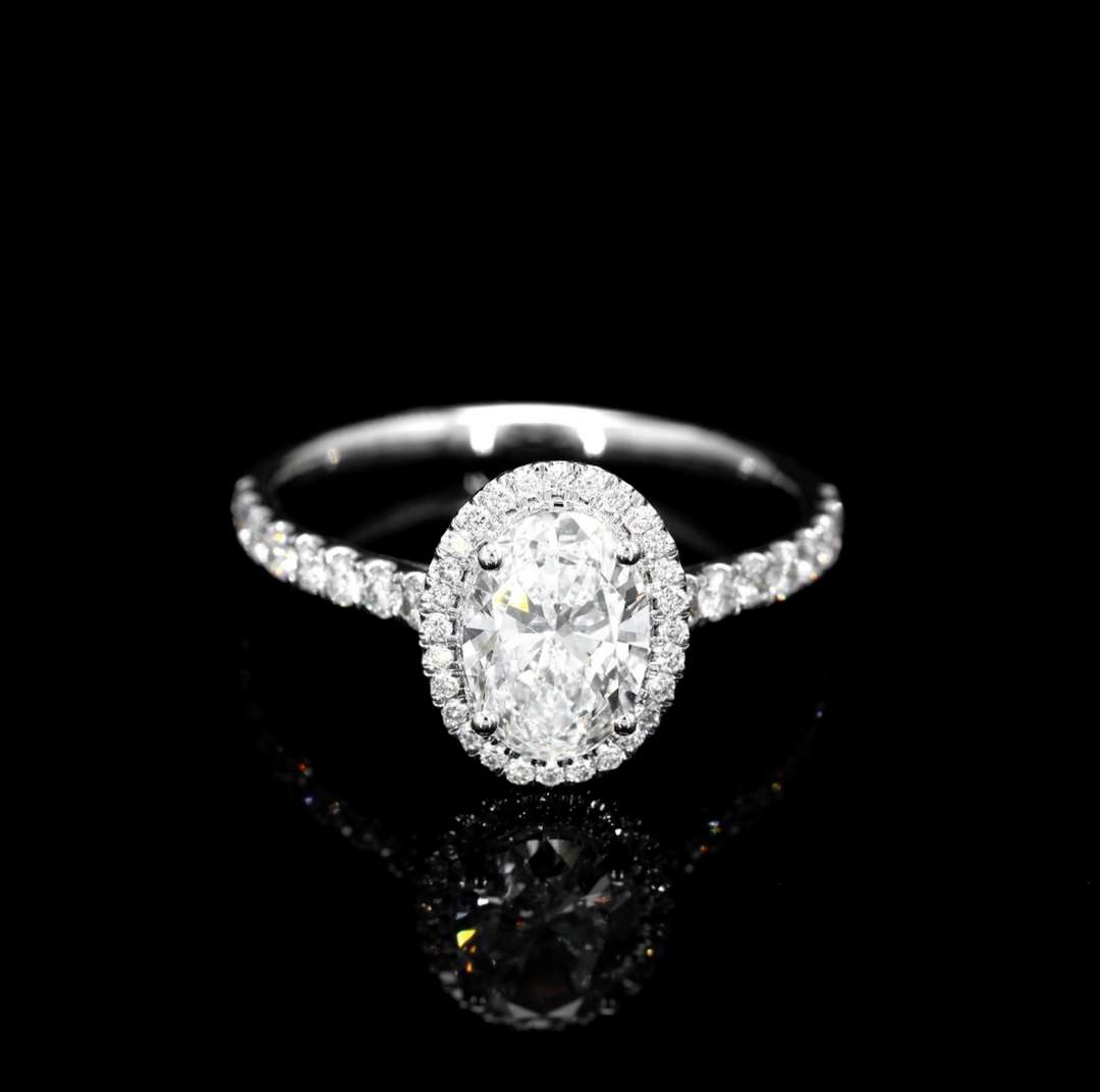 Oval-Cut Lab Diamond Halo Ring