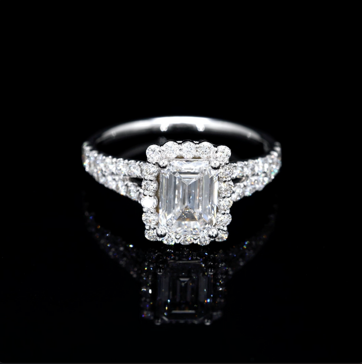 Emerald-Cut Lab Diamond Halo Ring