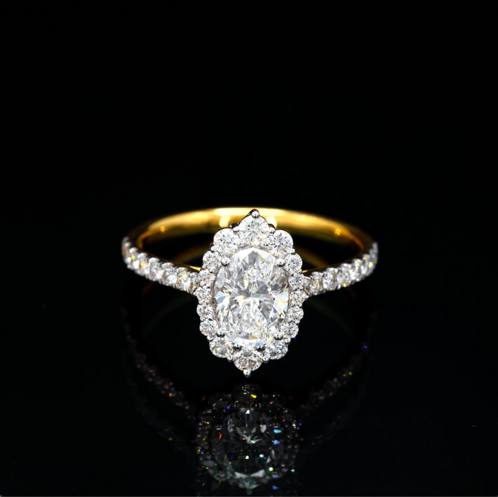 Oval-Cut Lab Diamond Flower Ring