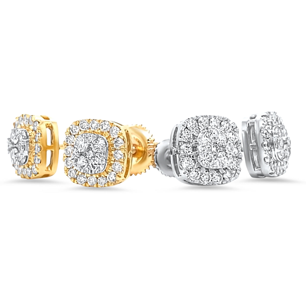 Square Halo Diamond Earrings