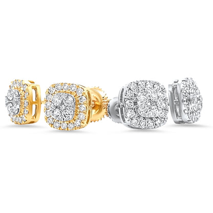 Square Halo Diamond Earrings