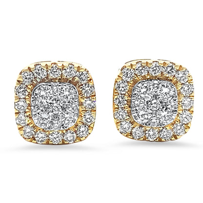 Square Halo Diamond Earrings