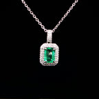Square Emerald Diamond Necklace