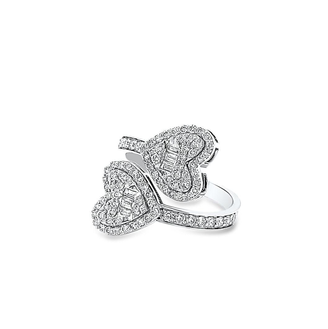 Diamond Hearts Wrap Ring