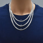 Silver Diamond Cut Bird Eye Curb Chain