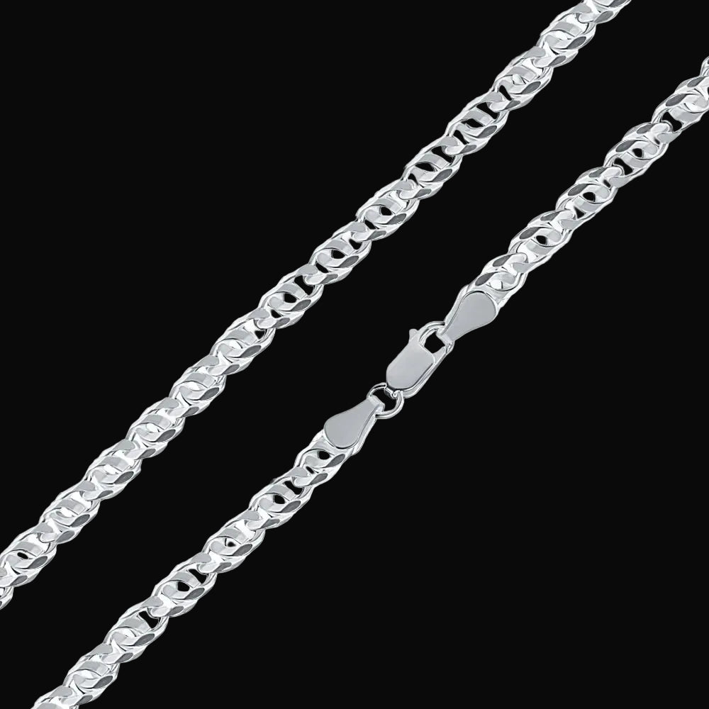 Silver Diamond Cut Bird Eye Curb Chain