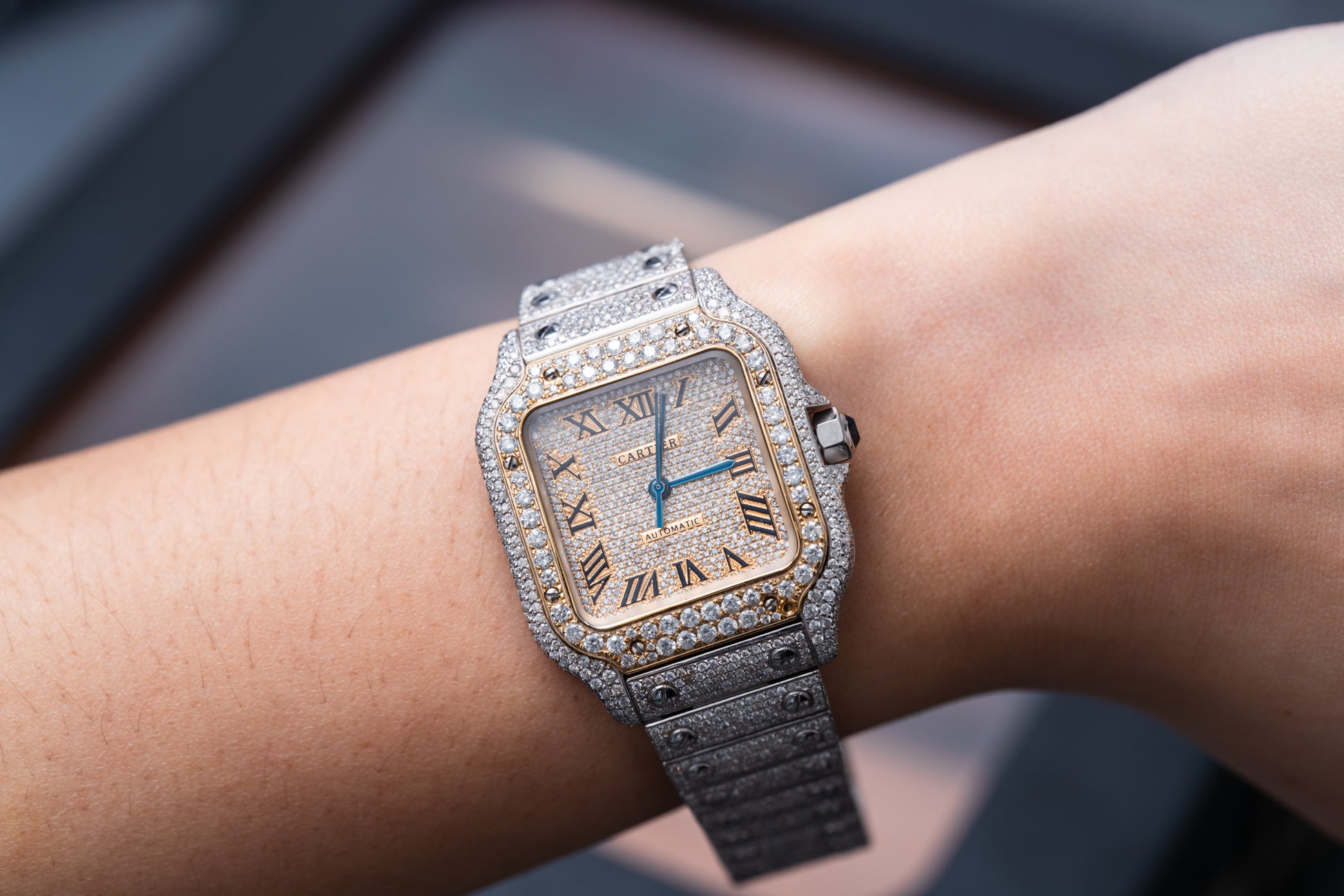 Diamond 19 CTW Cartier Santos Medium Two Tone