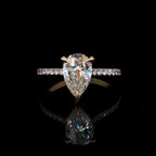 2CT Pear Cut Diamond Engagement Ring with Pavé Band