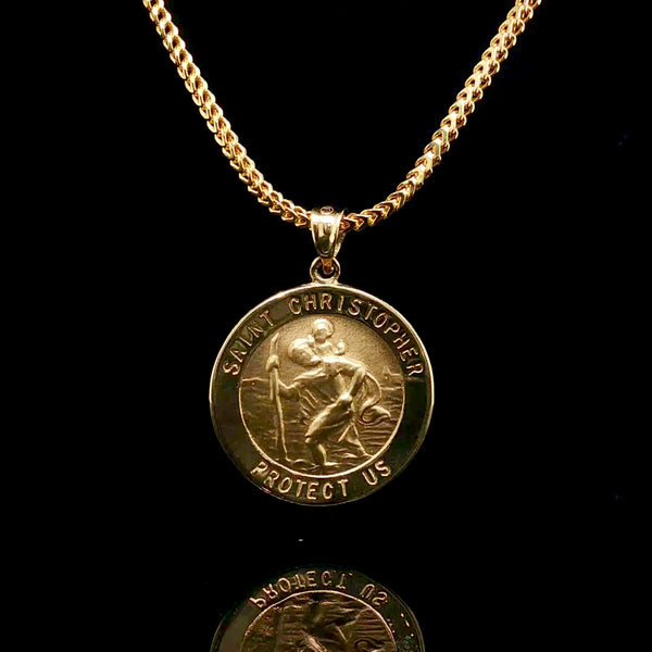 14K Solid St. Christopher Medallion