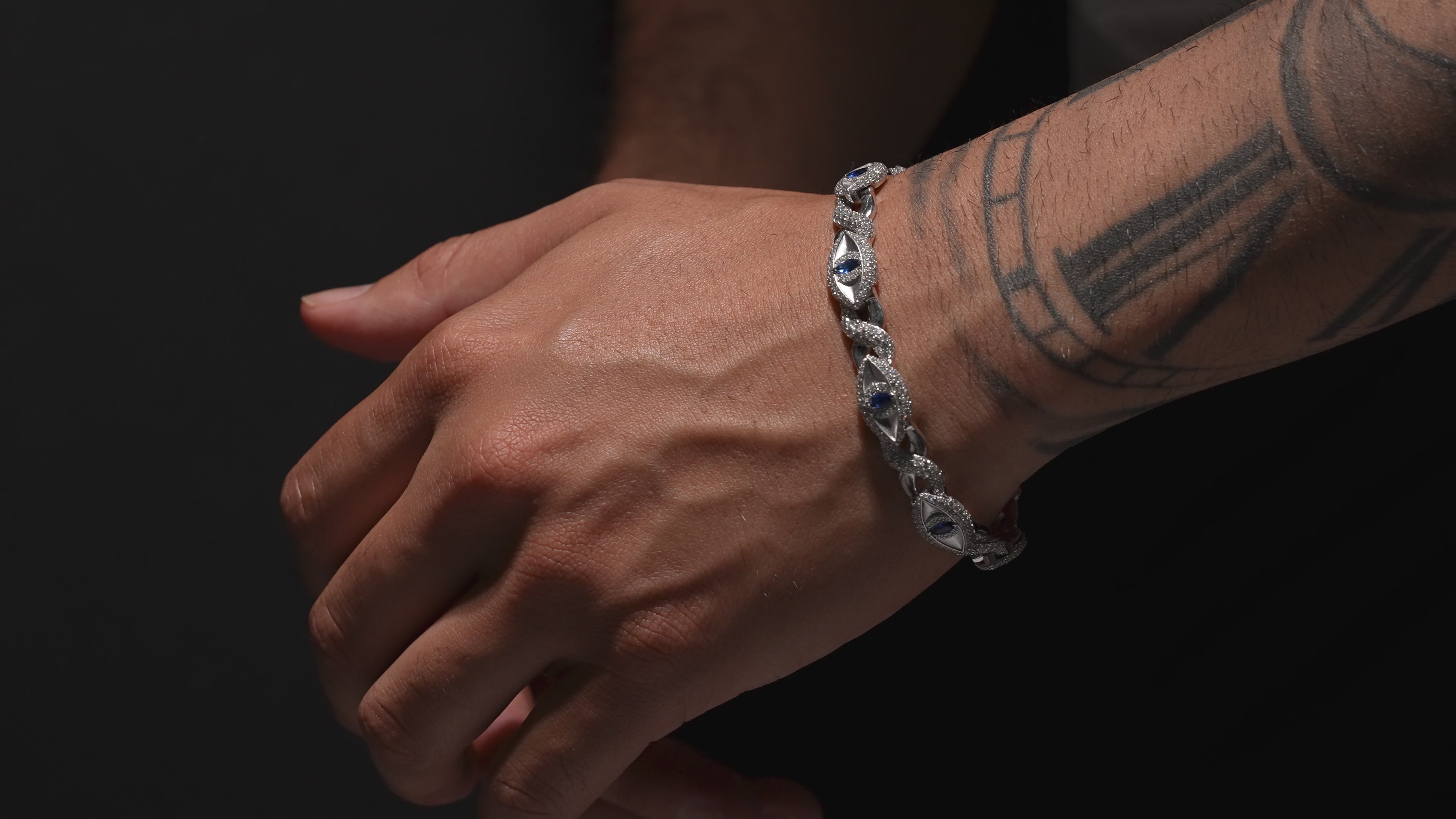 White Gold and Diamond Evil Eye Bracelet