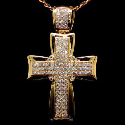 3 CTW Natural Diamond Cross Pendant in 14K Gold