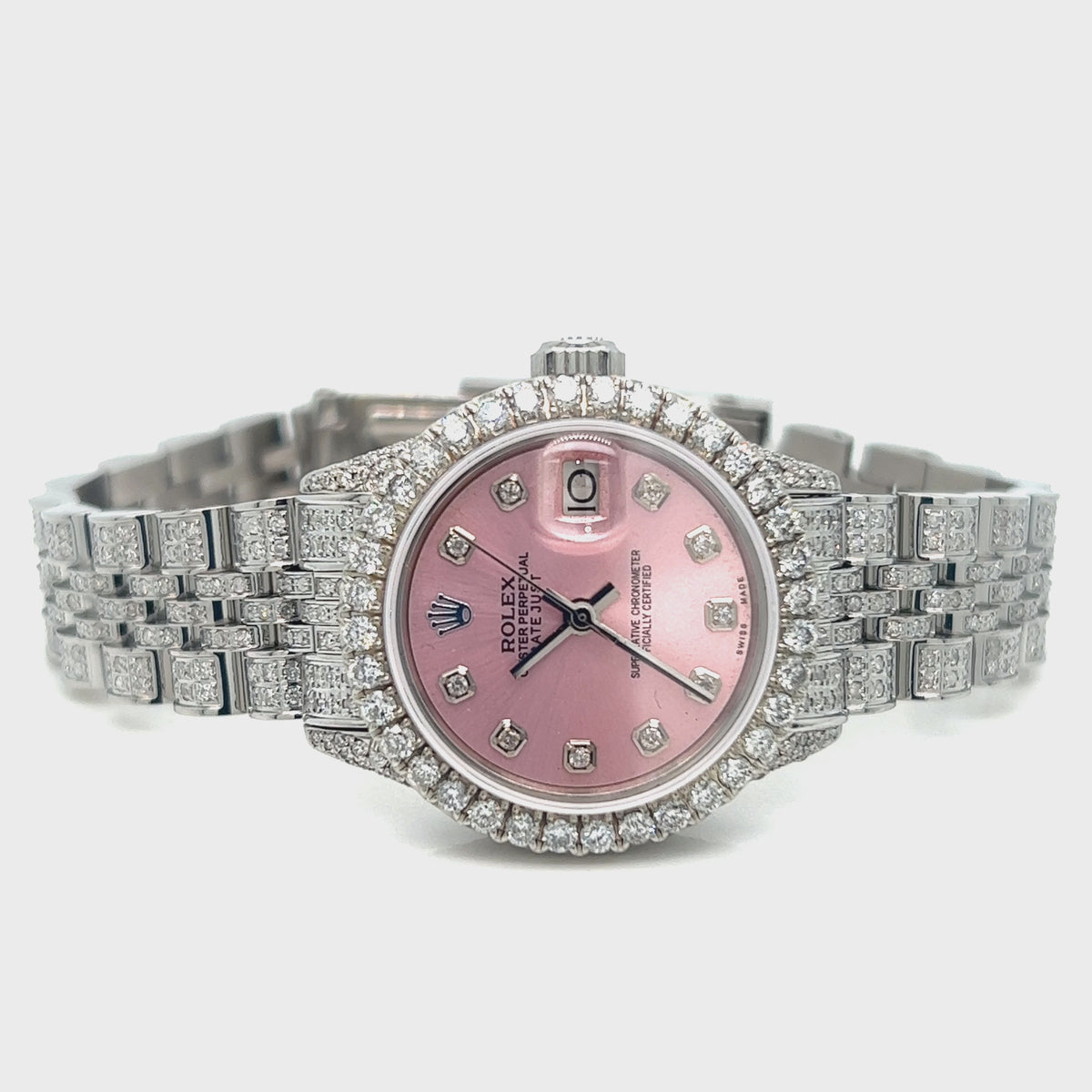 26MM  Rolex Ladies Diamonds Pink Dial