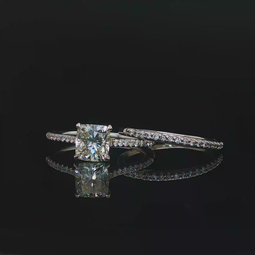 1CT Natural Radiant Cut Diamond Engagement Ring