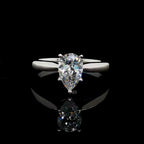 1CT Pear Cut Solitaire Diamond Engagement Ring