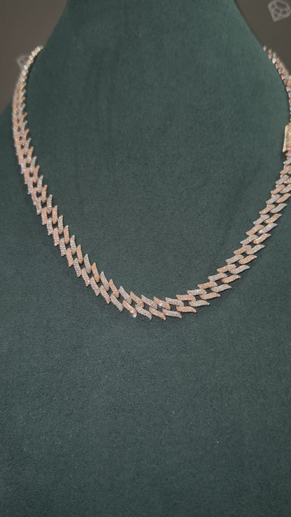 14K Two-Tone Diamond Spike Chain