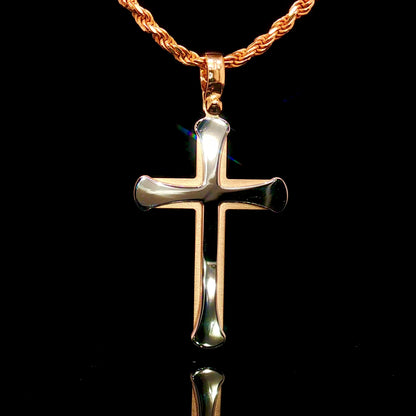 Two Tone Cross Pendant 18K