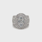Round Brilliant and Princess Cut Double Halo Ring