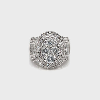 Round Brilliant and Princess Cut Double Halo Ring