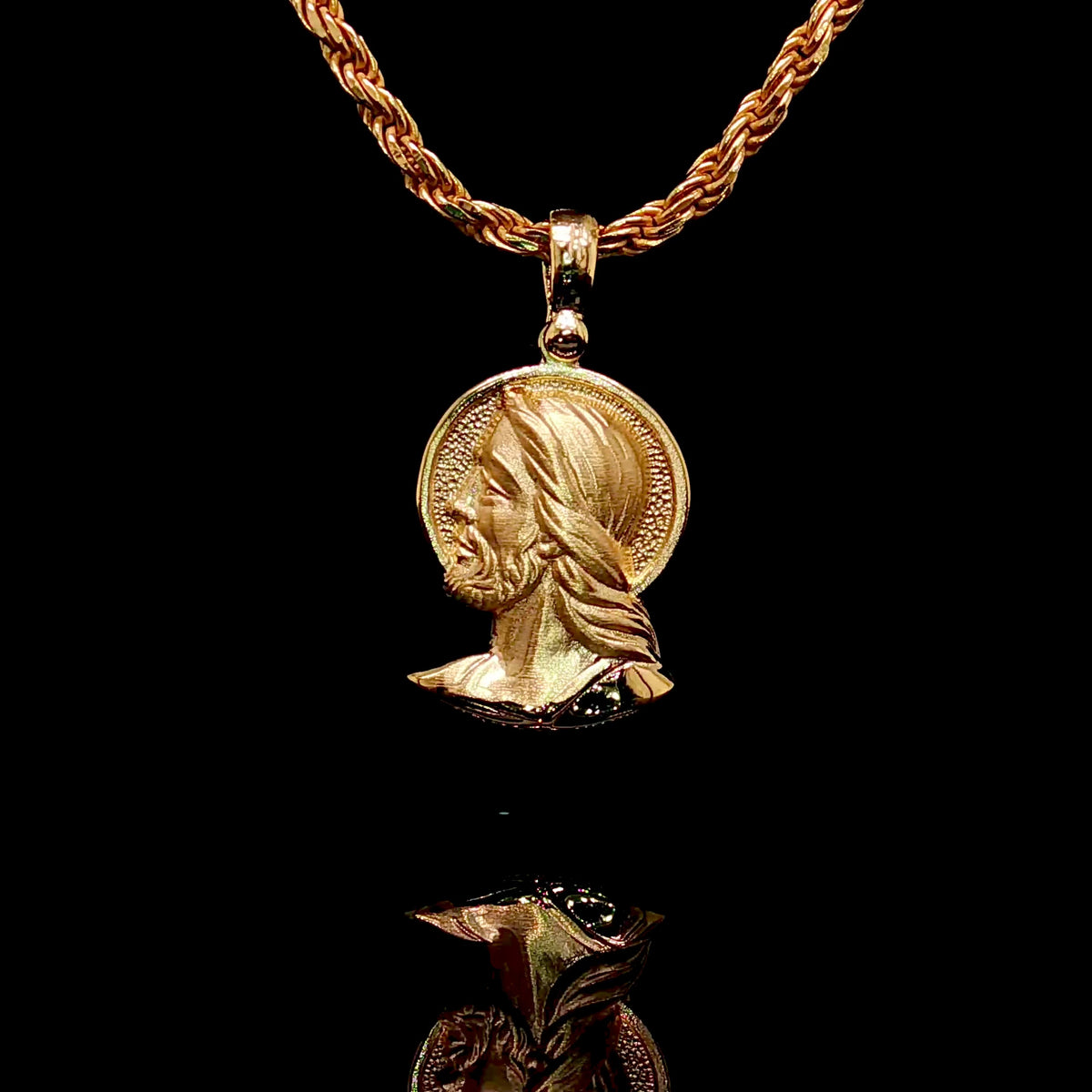 Solid 18KT Jesus Face Pendant