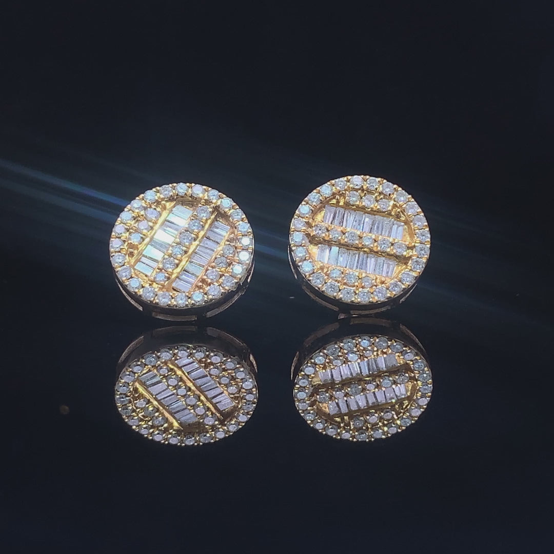 Halo Baguette Diamond Earrings in 14k Gold