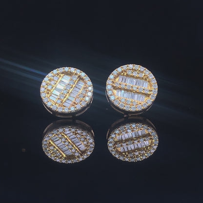 Halo Baguette Diamond Earrings in 14k Gold